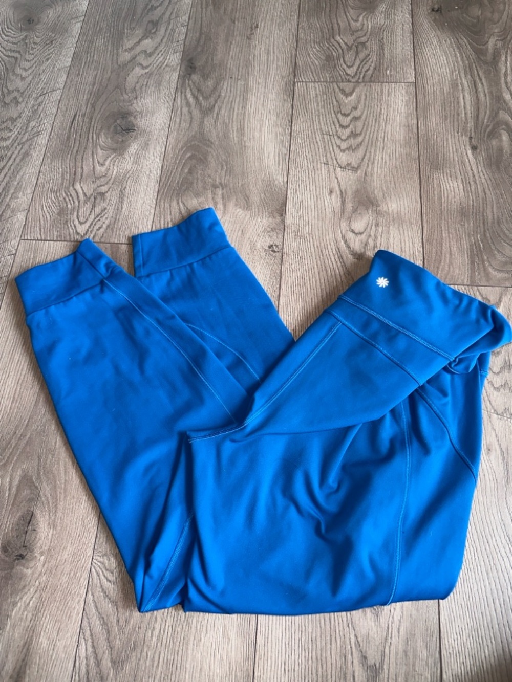 Athleta rainier Blue Jogger Leggings Fleece lined Size Large